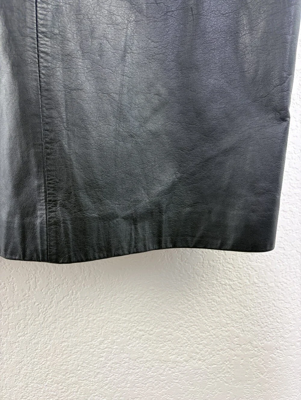 Vintage Greg Adams 80's Black Leather Button Split Skirt 13/14